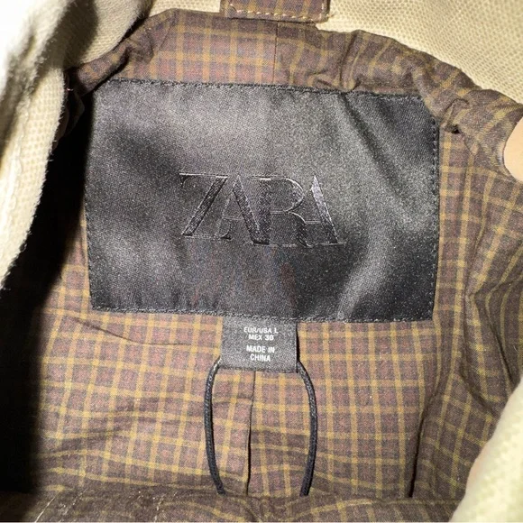 Zara Limited Edition Waxed Trench Coat Sz L - Picture 7 of 8